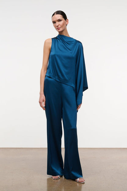 STAUD Clothing|New In Sabina Silk Top Harbor