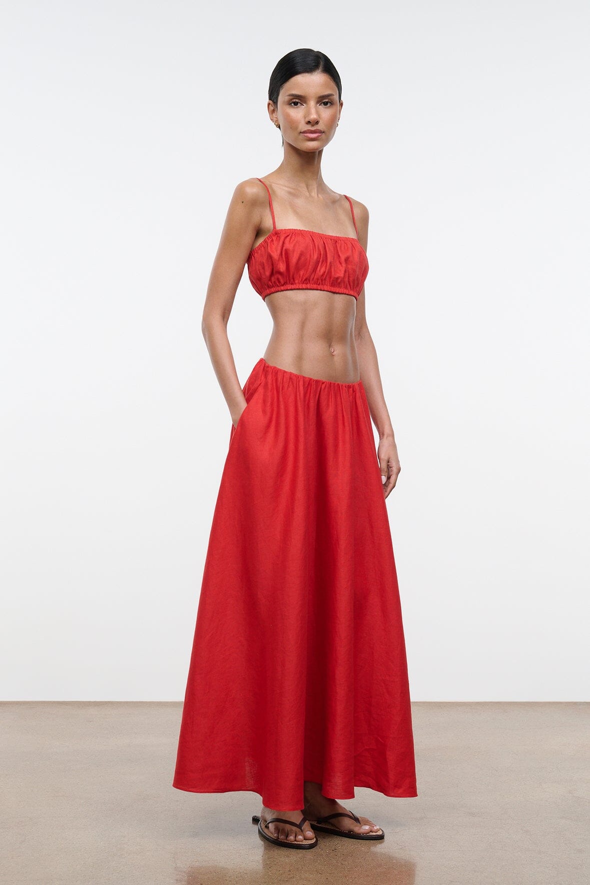 STAUD Clothing|New In Fiore Linen Top Tomato