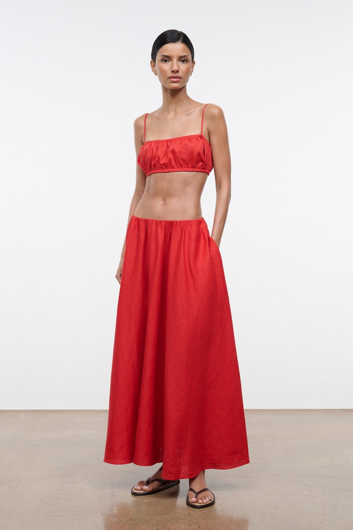 STAUD Clothing|New In Fiore Linen Top Tomato