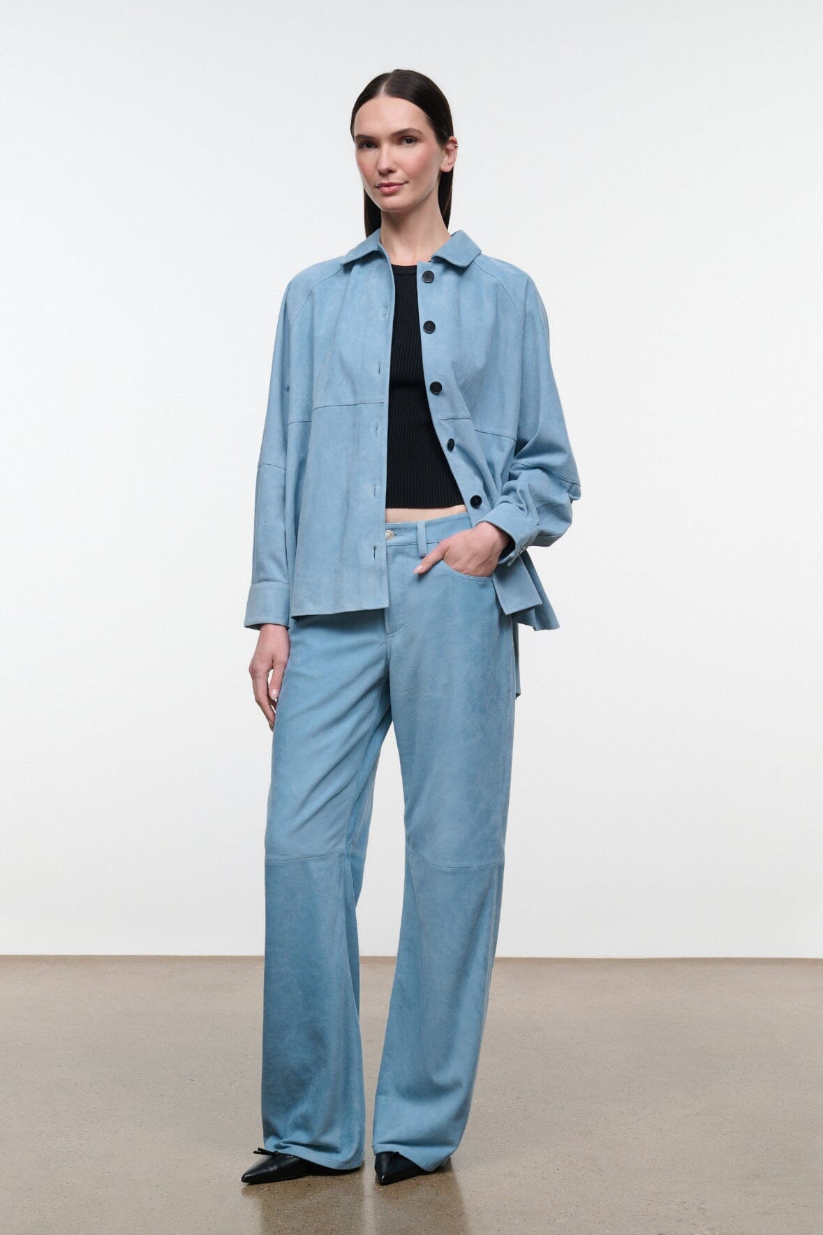 STAUD Clothing|New In Gus Suede Pant Sky