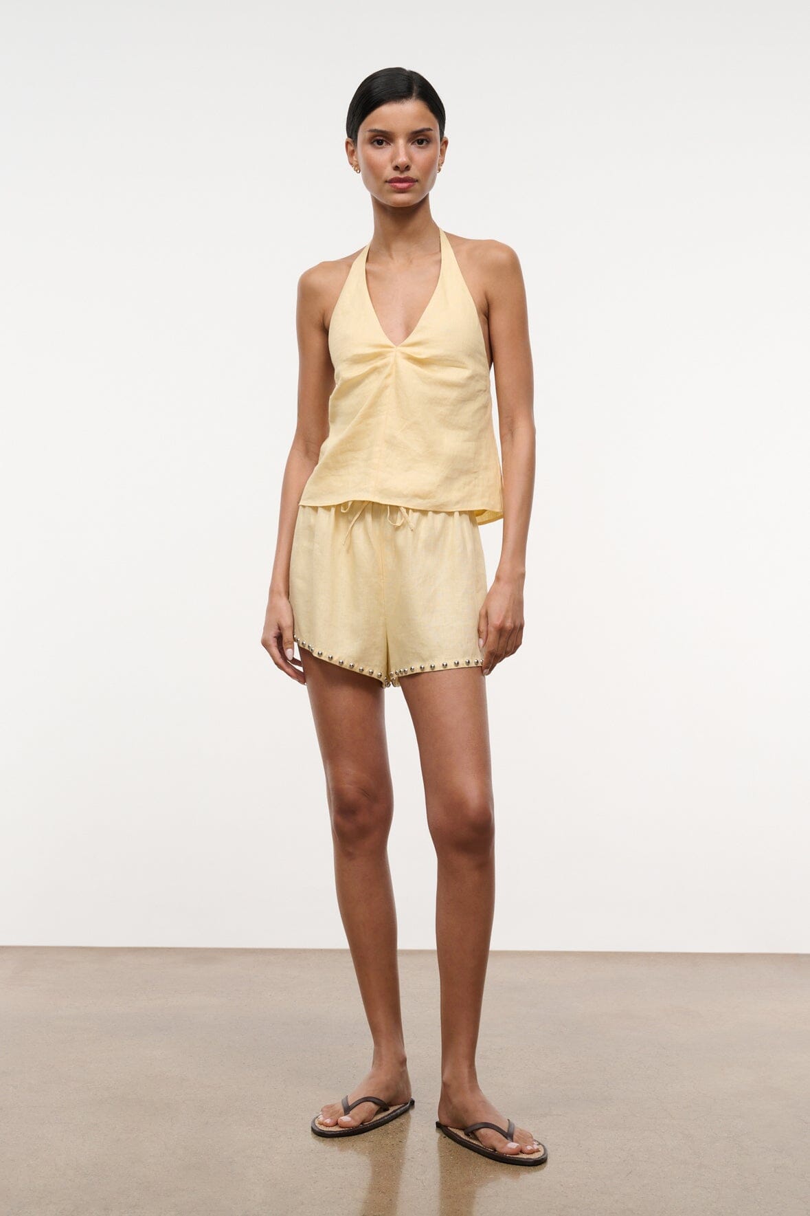 STAUD Clothing|New In Paddle Linen Short Butter Studs