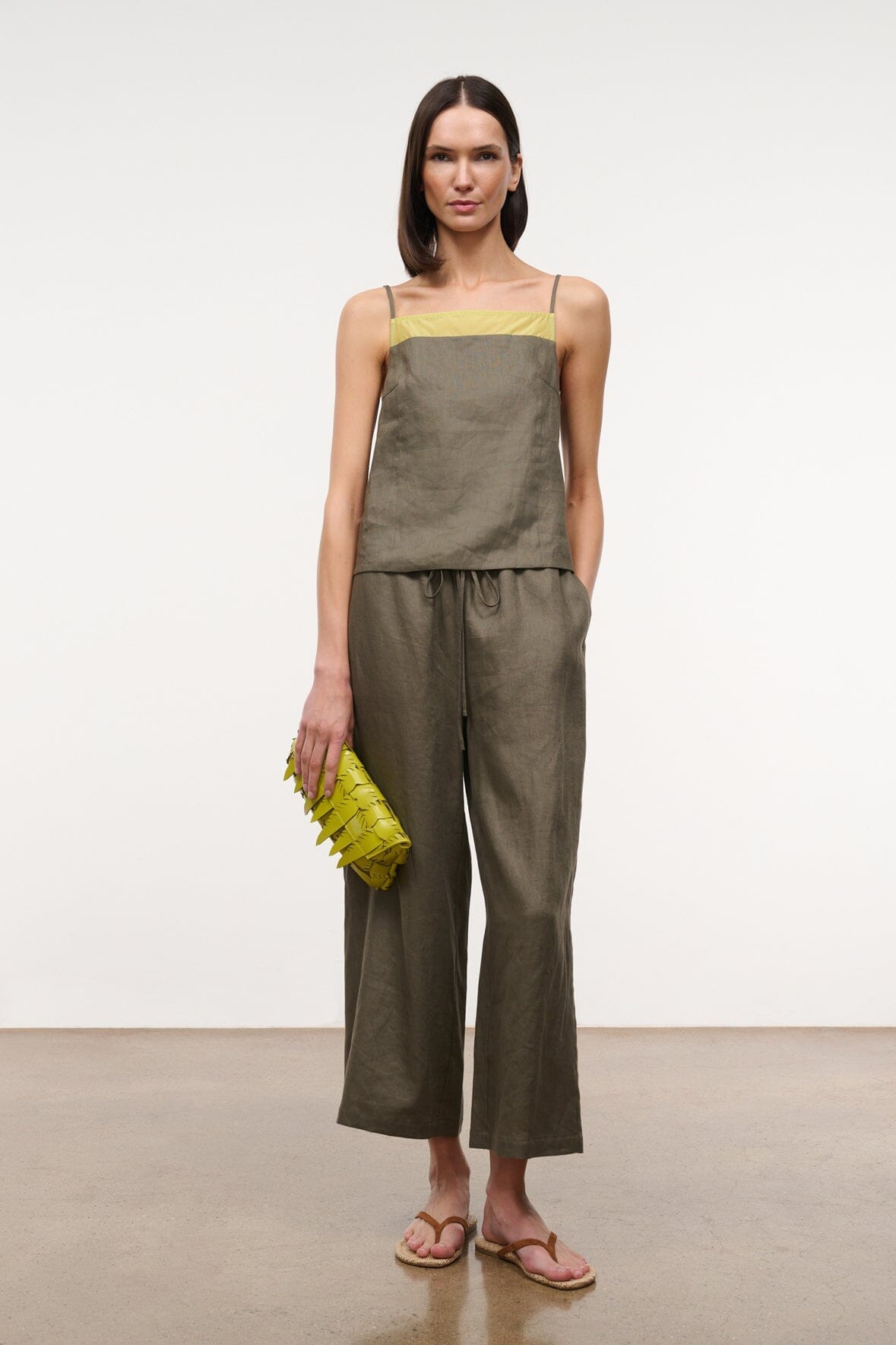 STAUD Clothing Mateo Linen Pant Thyme