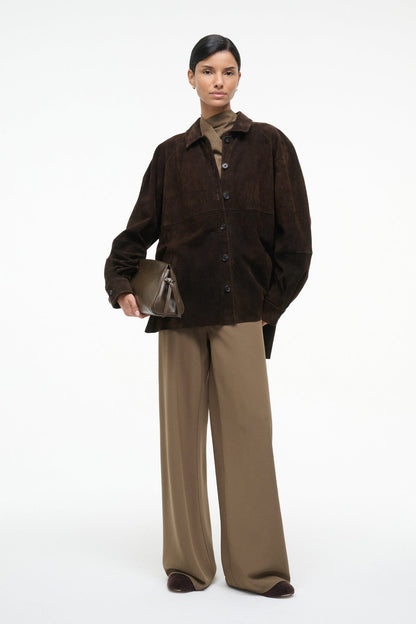 STAUD Clothing Josette Suede Shirt Espresso