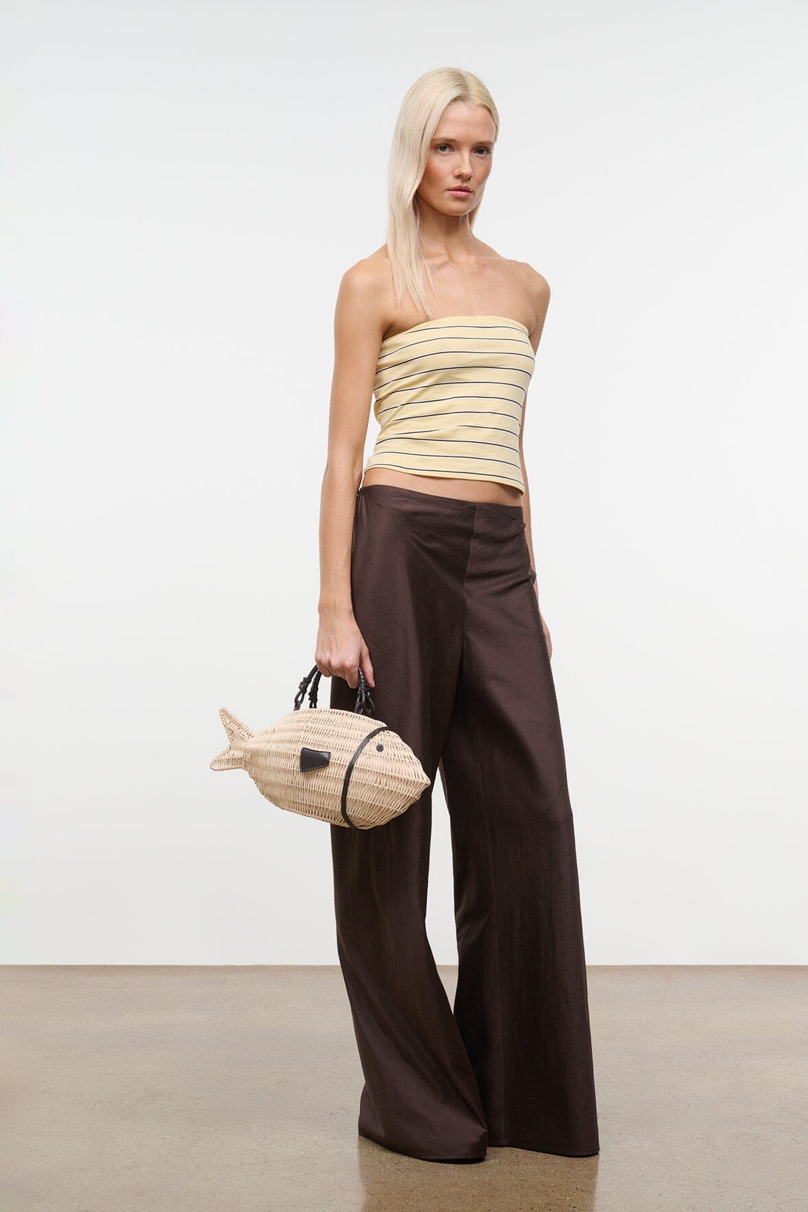 STAUD Handbags Cleo Fish Bag - Natural Wicker Fish Handbag - Staud