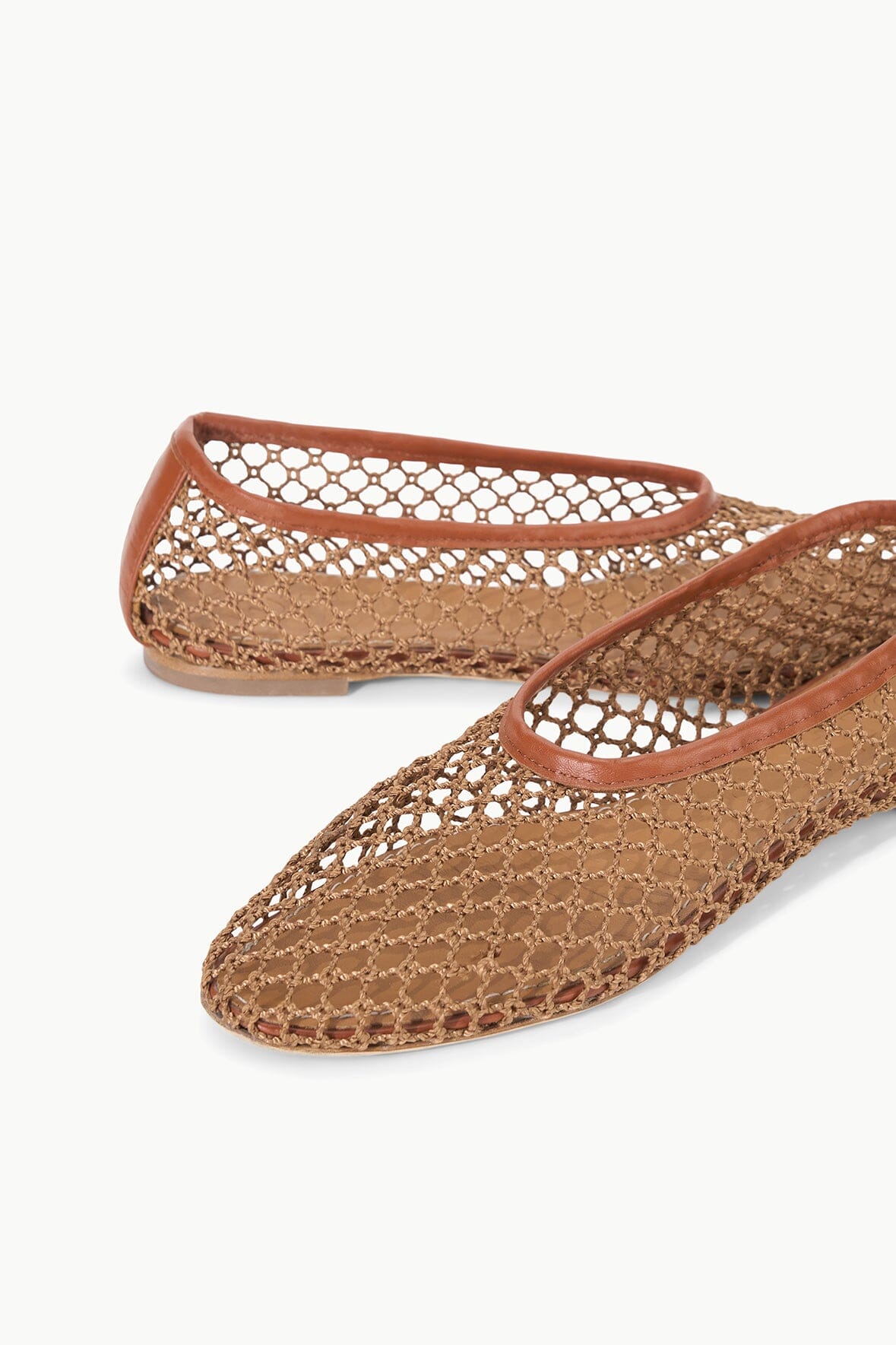 STAUD Shoes Alba Ballet Tan Netting