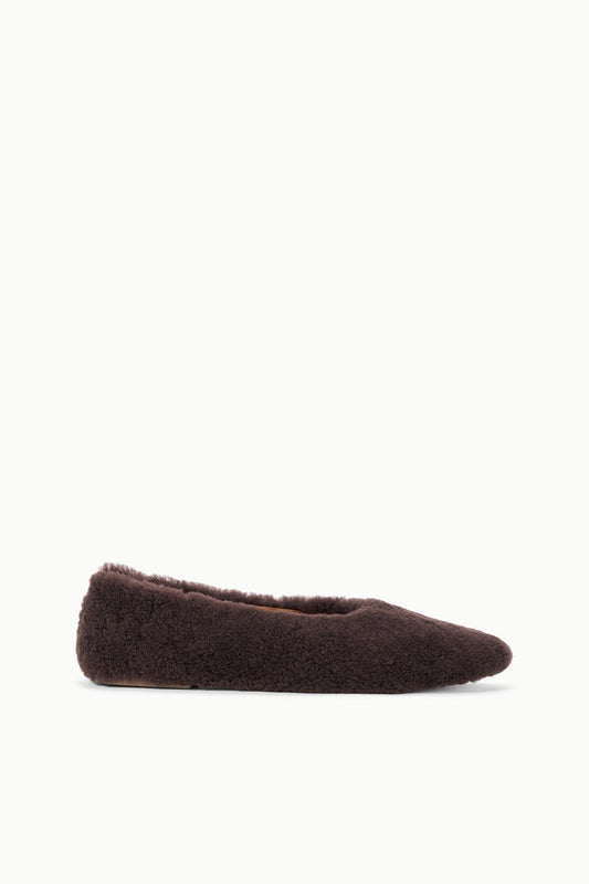 STAUD Shoes Alba Ballet Flat Espresso Shearling