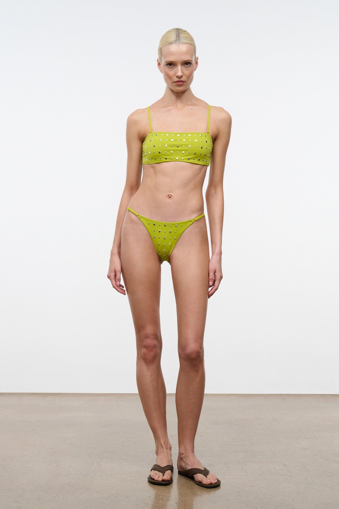STAUD Swimwear Sara Bikini Top Citron Studs