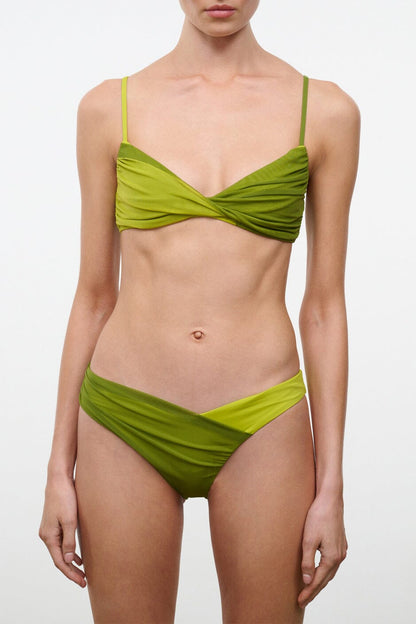 STAUD Swimwear La Mer Bikini Top Citron Pesto