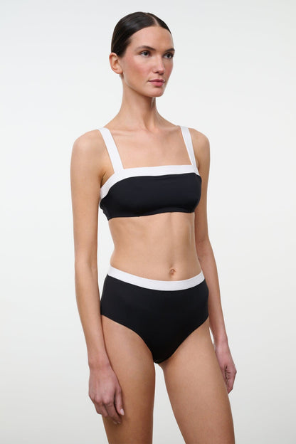 STAUD Swimwear Liv Bikini Top Black White