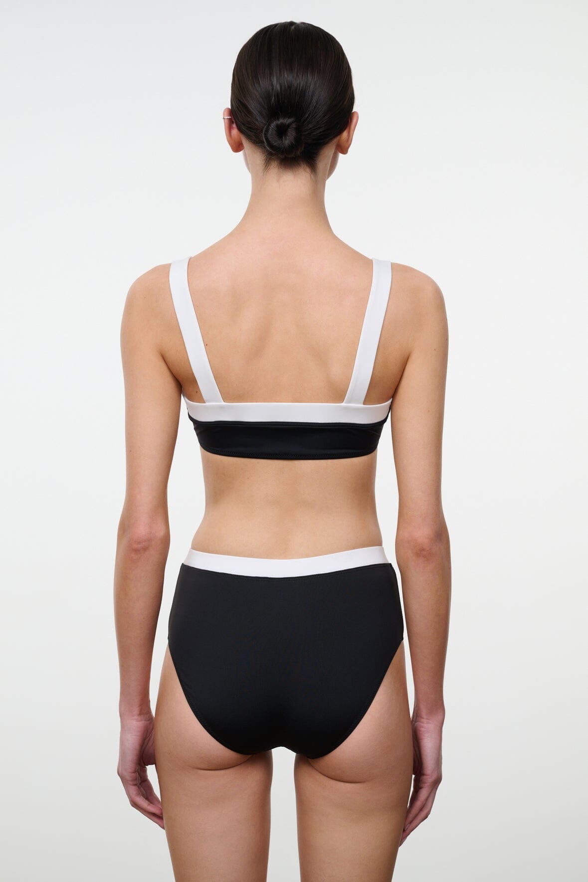 STAUD Swimwear Liv Bikini Top Black White