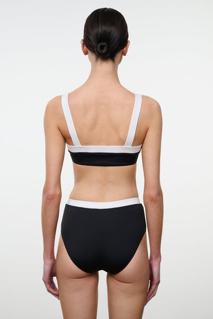 STAUD Swimwear Liv Bikini Top Black White