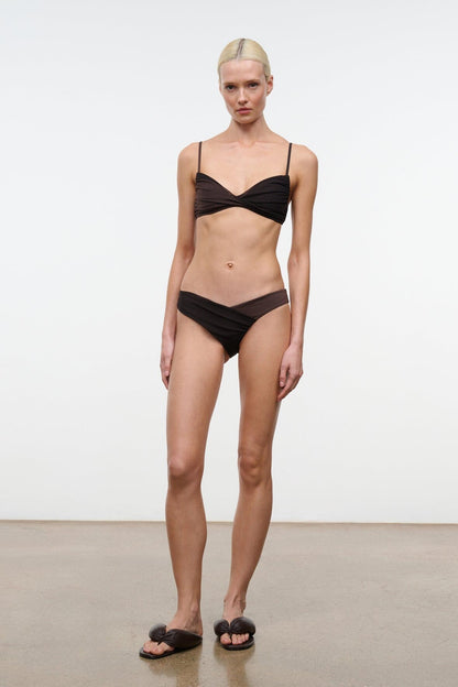 STAUD Swimwear Emsley Bikini Bottom Espresso Dark Chocolate