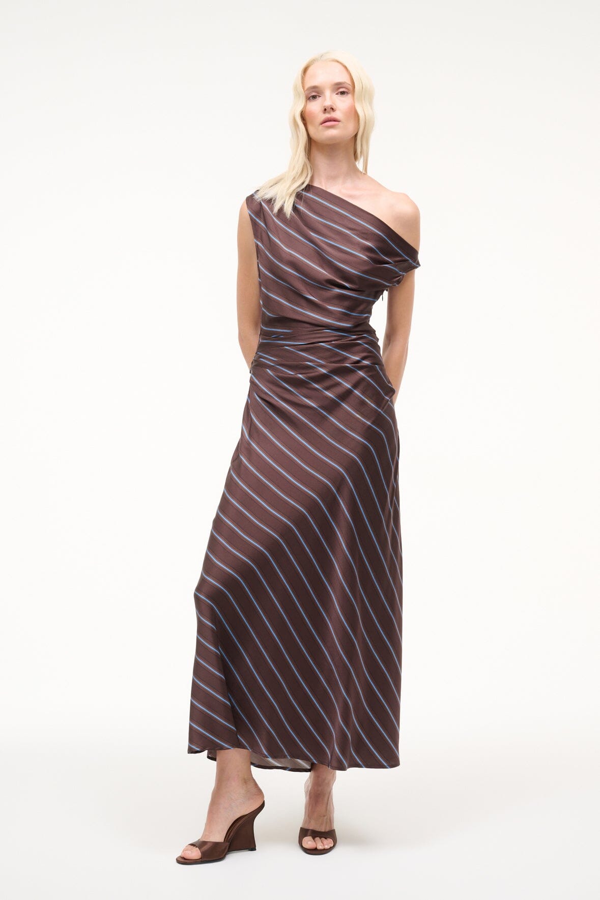 STAUD Sale Phare Silk Dress Redondo Stripe