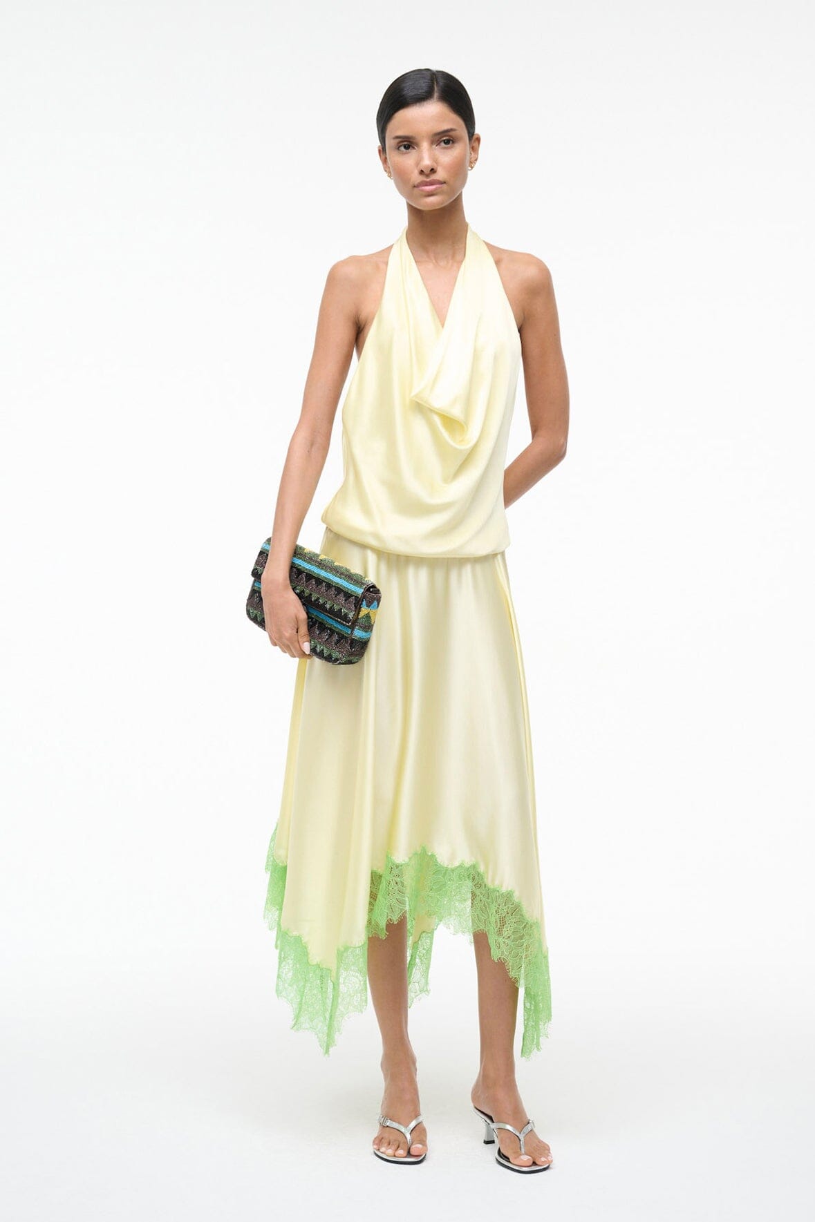 STAUD Sale Elira Silk Dress Key Lime Sprout