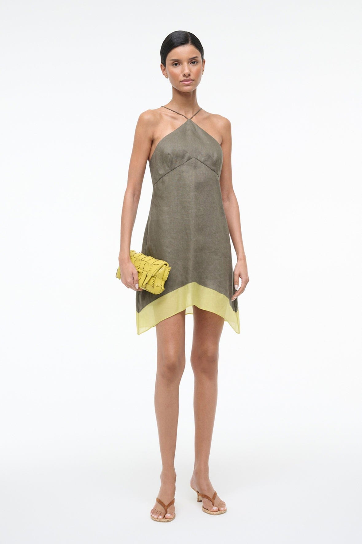 STAUD Sale Leaf Clutch Citron