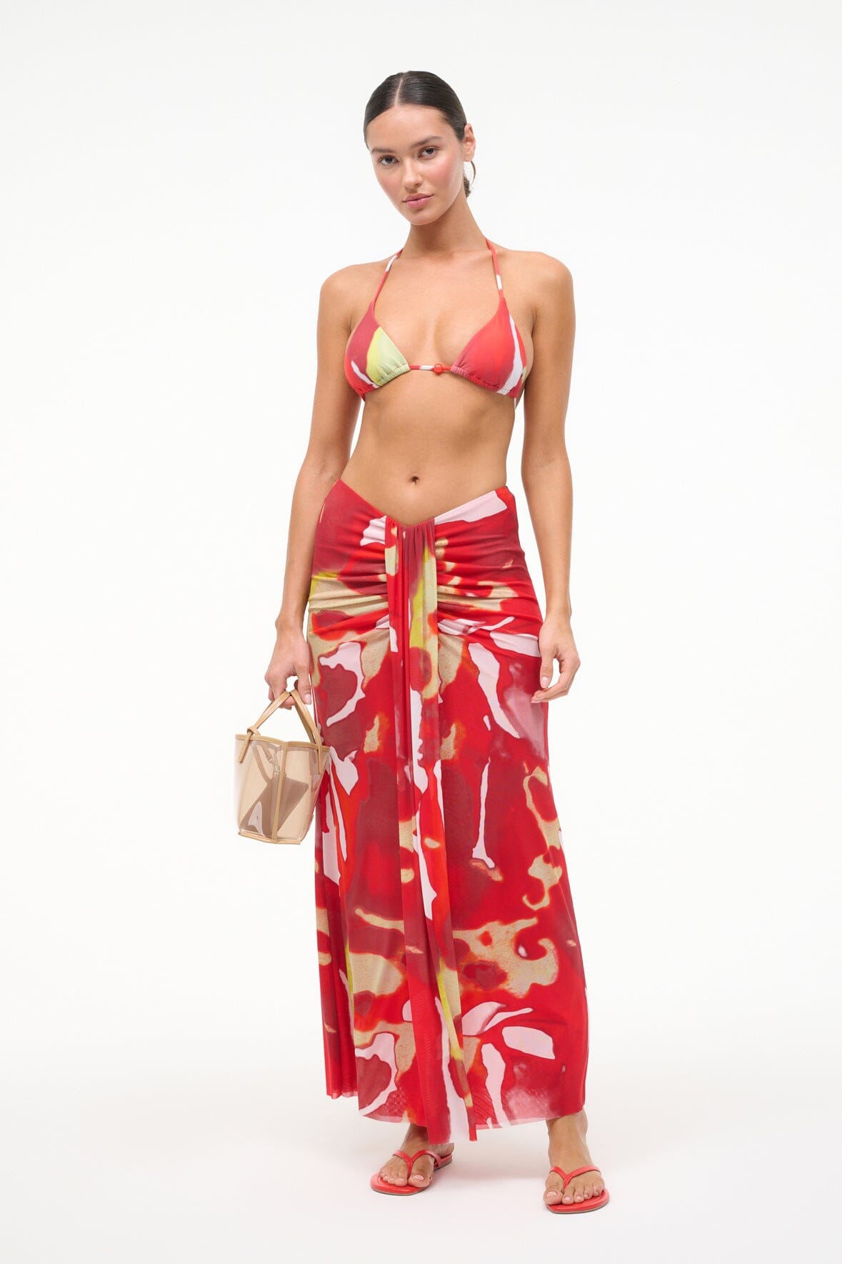 STAUD Sale Lido Triangle Bikini Top Red Zone