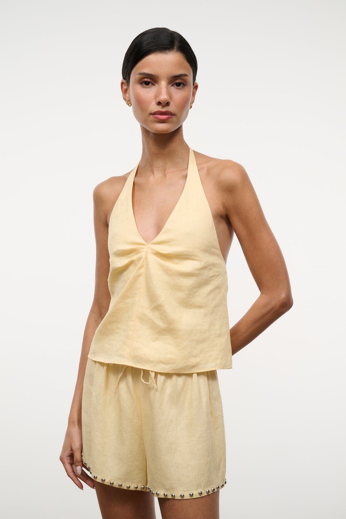 STAUD Clothing Corso Linen Top Butter