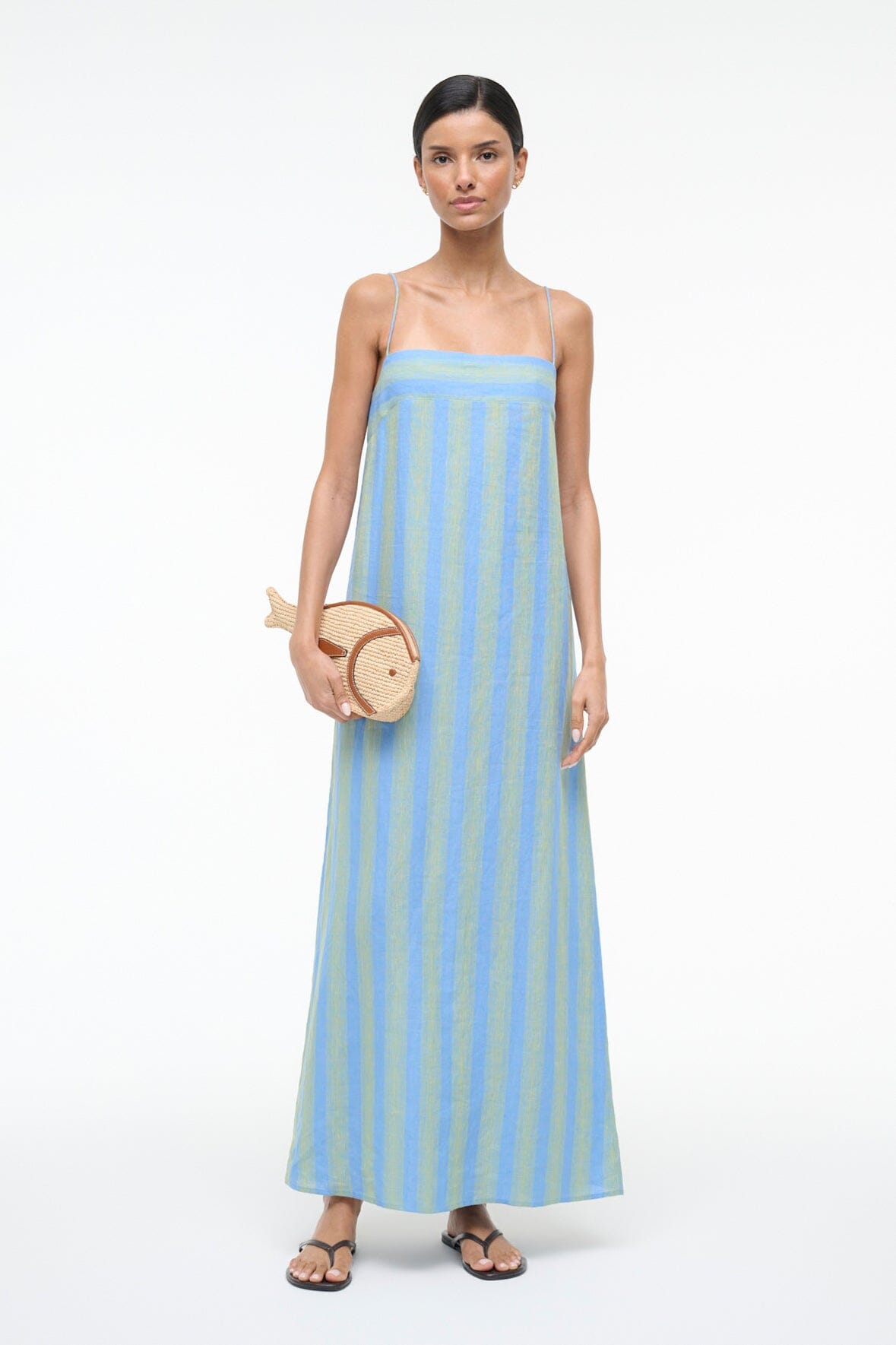 STAUD Dresses|Sale Laura Linen Dress Seaport Stripe