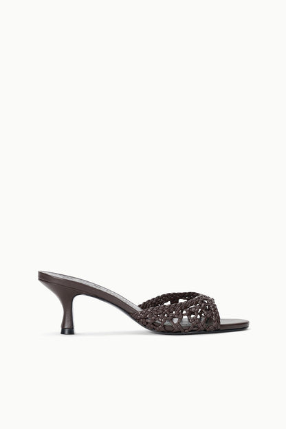 STAUD Shoes Brigitte Leather Mule Espresso Knotted