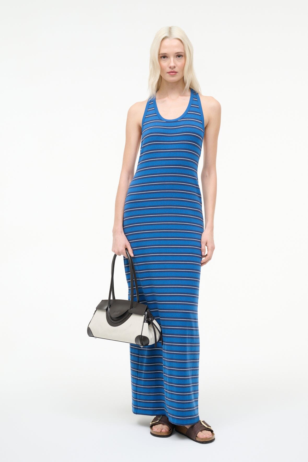 STAUD Sale Encino Dress Echo Stripe