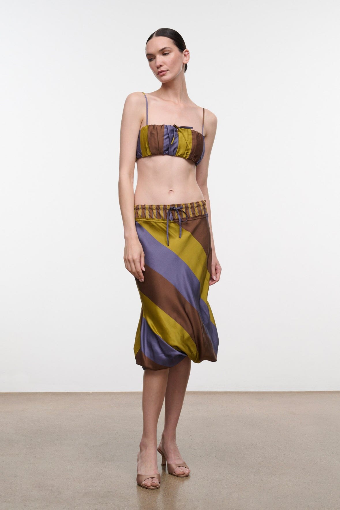 STAUD Clothing Sade Silk Top Sienna Stripe