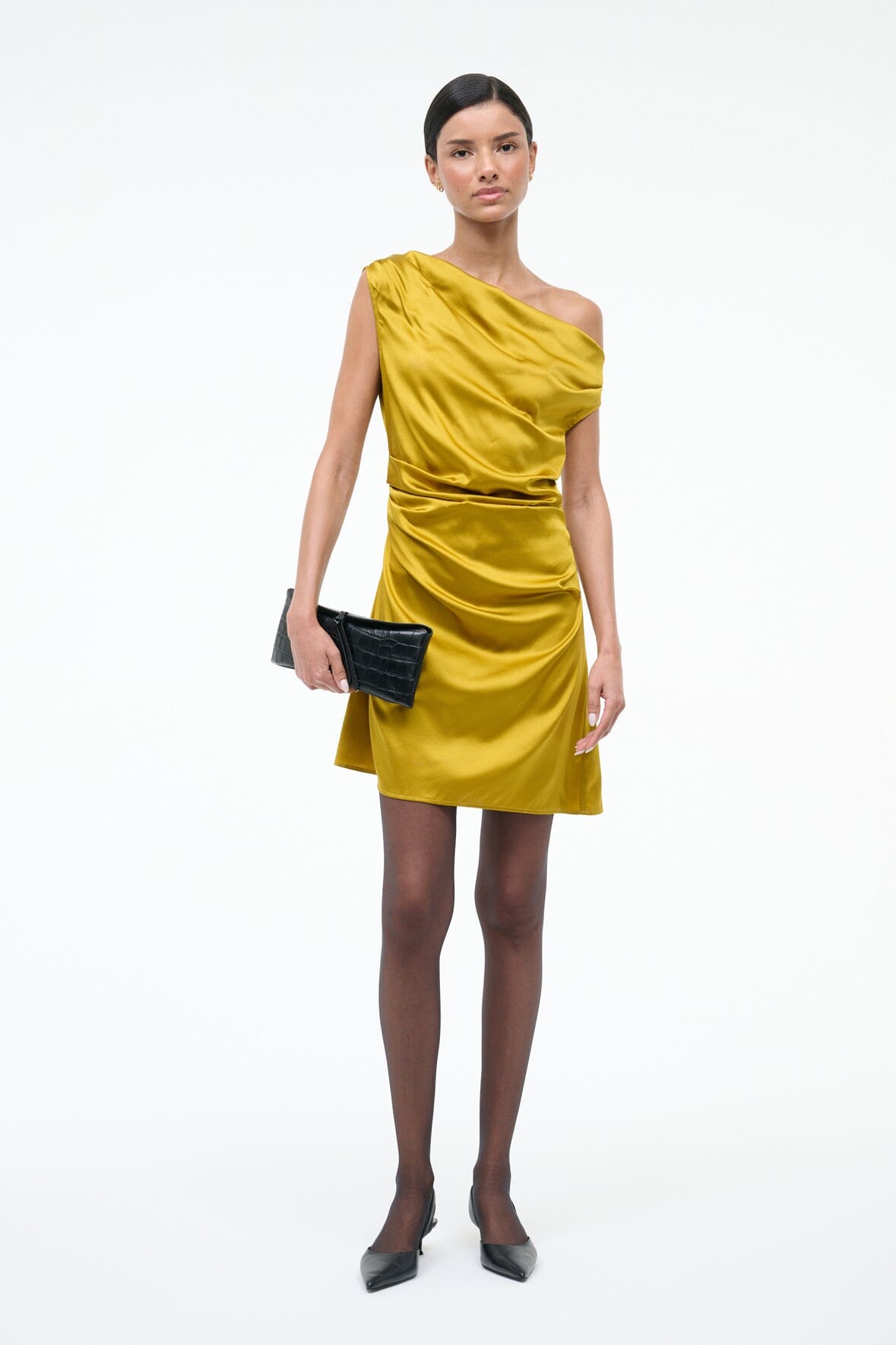 STAUD Sale Mini Phare Silk Dress Turmeric