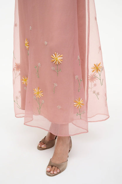STAUD Sale Albee Dress In Dahlia Daydream Pink - Organza Evening Gown