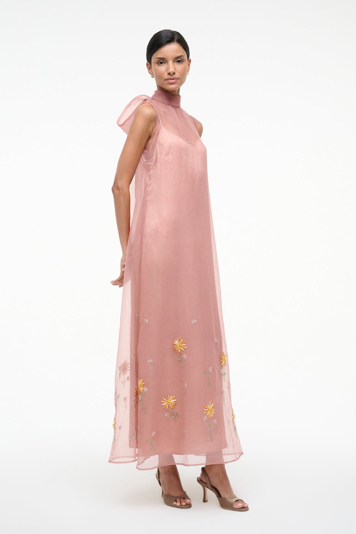 STAUD Sale Albee Dress In Dahlia Daydream Pink - Organza Evening Gown